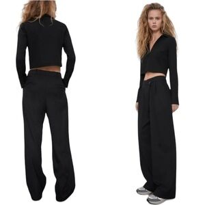 Zara Polo Cropped Long Sleeve Shirt